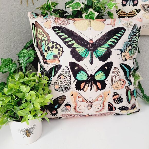 Accent Throw Pillowcase Botanical Butterflies Monarch Butterfly Cushion Cover - Picture 10 of 13